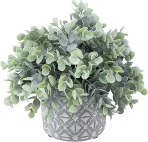 MyGift Artificial Eucalyptus Plant in Modern Gray Concrete Pots with Geometric Embossed Pattern (1, Grey)