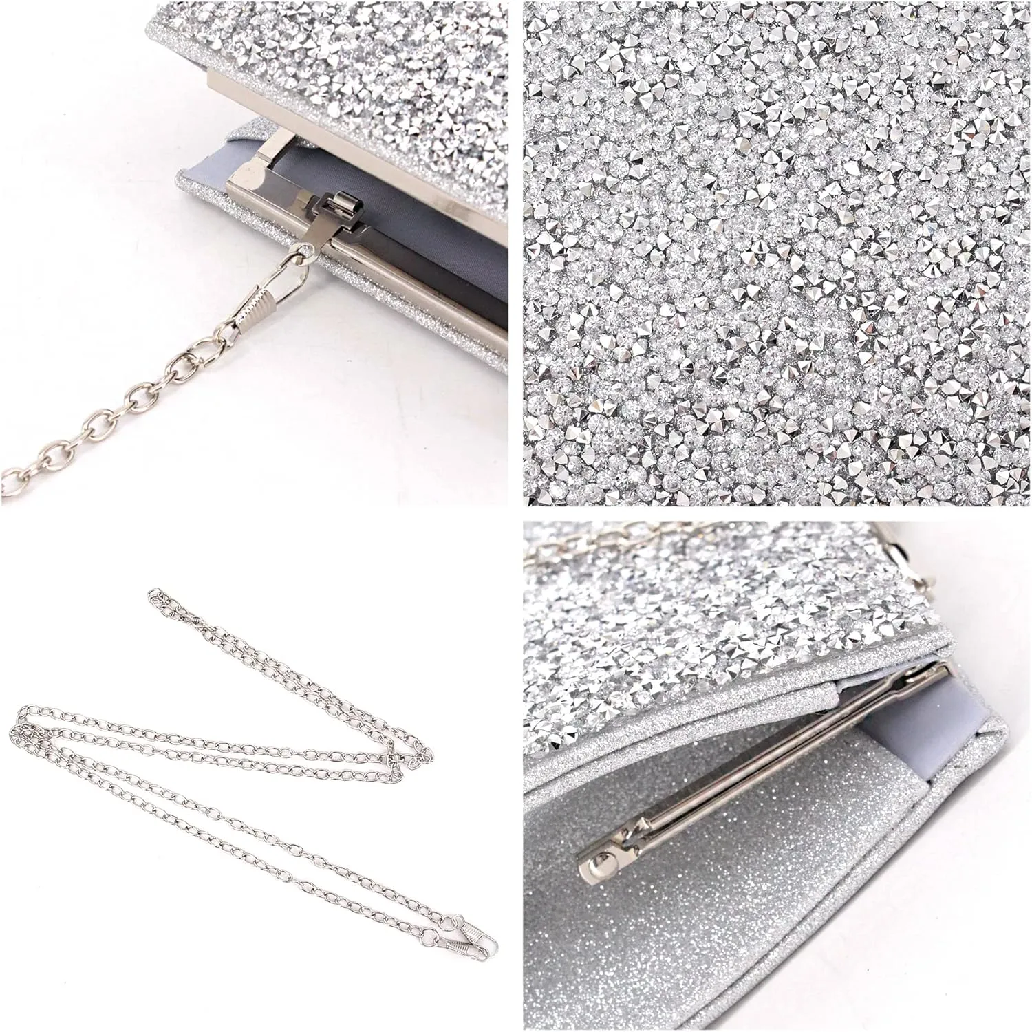 Naimo Women's Sequin Rhinestone Evening Bag Elegant Glitter Clutch Handbag Purse