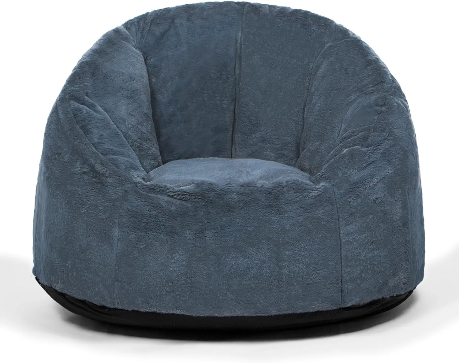 N&V Medium Shell Bean Bag Chair, Adult Size Bean Bag Sack, Foam Filling, Includes Removable and Machine Washable Cover, 37in, Soft Faux Fur, Blue