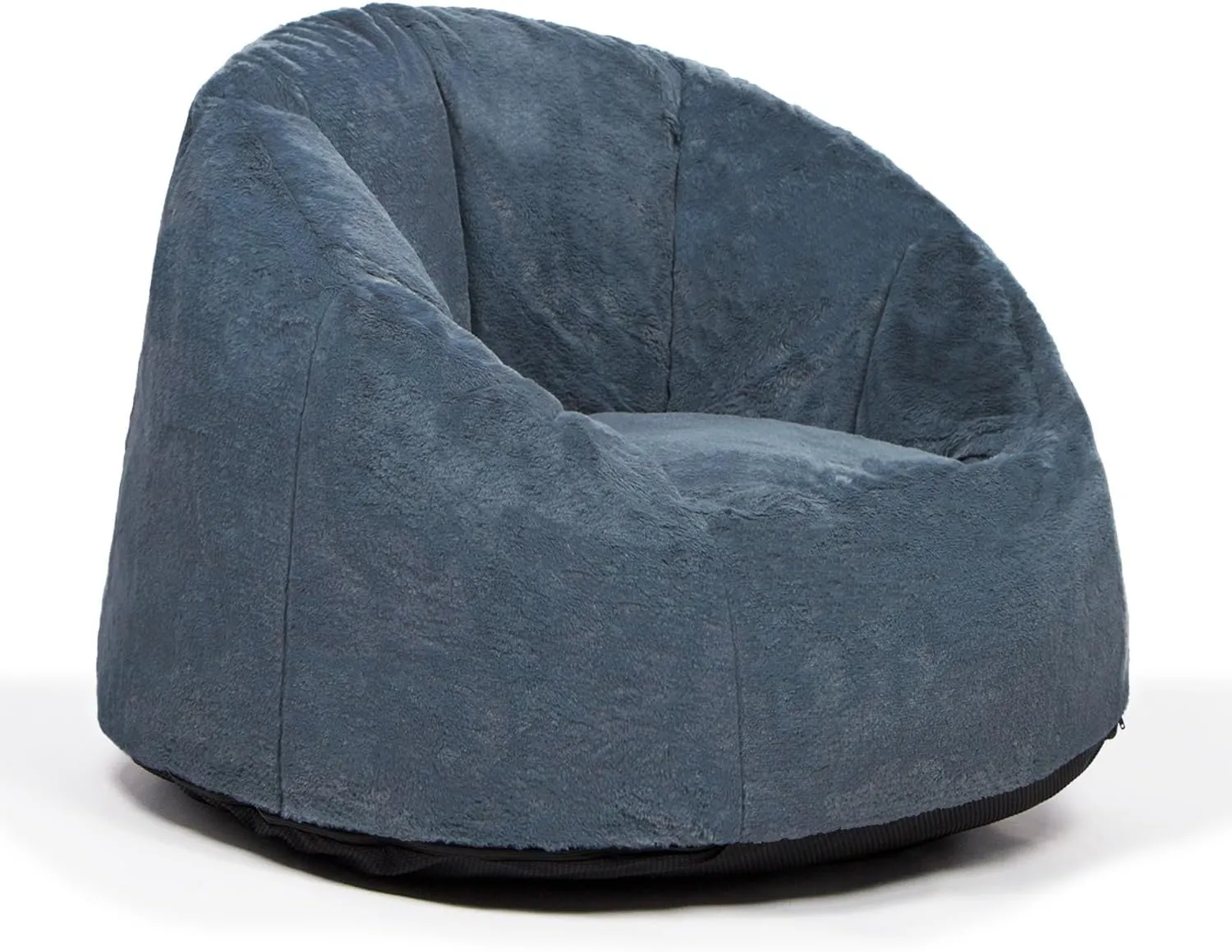 N&V Medium Shell Bean Bag Chair, Adult Size Bean Bag Sack, Foam Filling, Includes Removable and Machine Washable Cover, 37in, Soft Faux Fur, Blue
