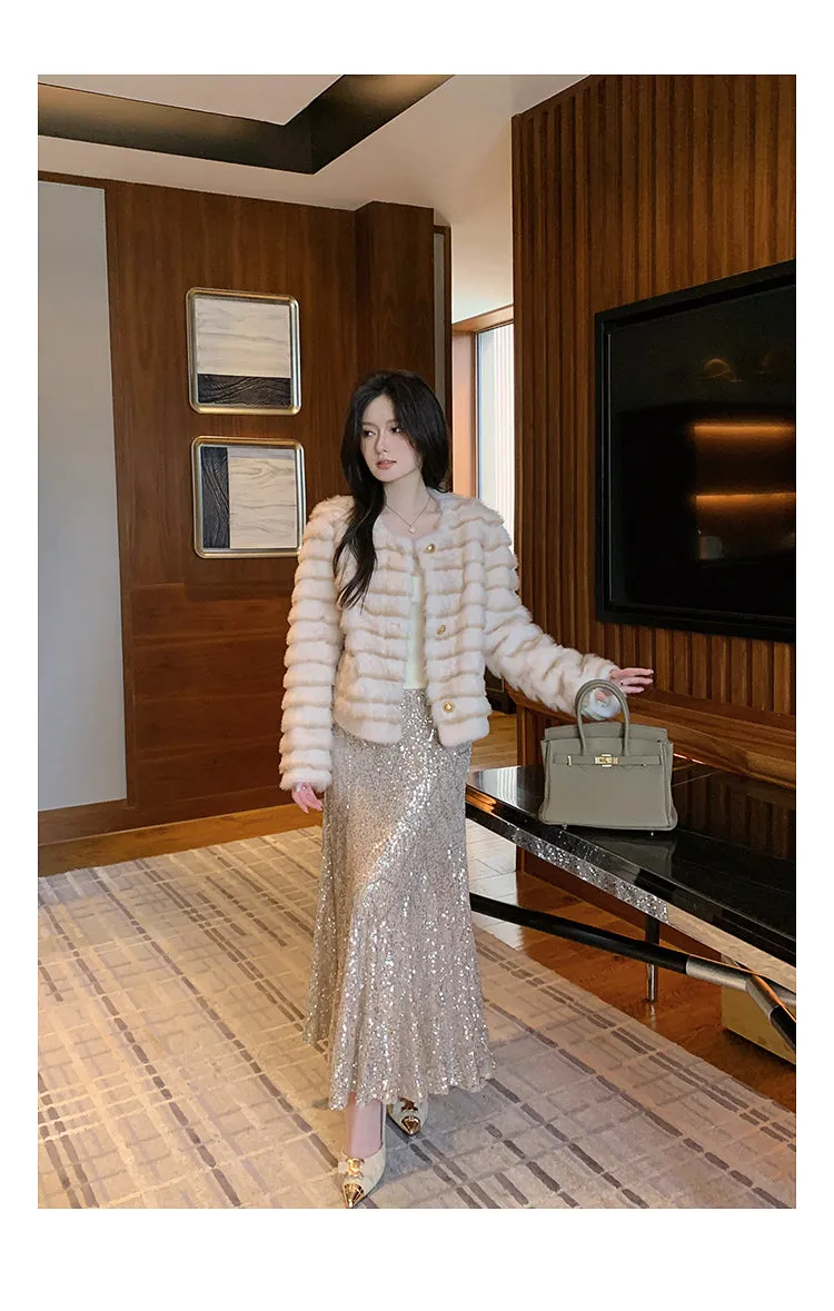 New Beige Patchwork Faux Leather Coats Winter