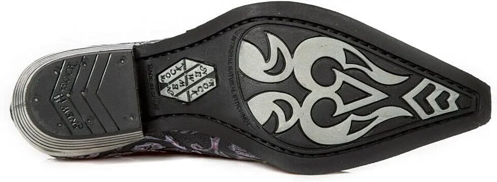 New Rock 7960 Mens Embossed Vintage Leather Buckle Steel Heel Shoes