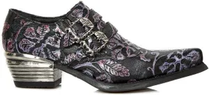 New Rock 7960 Mens Embossed Vintage Leather Buckle Steel Heel Shoes