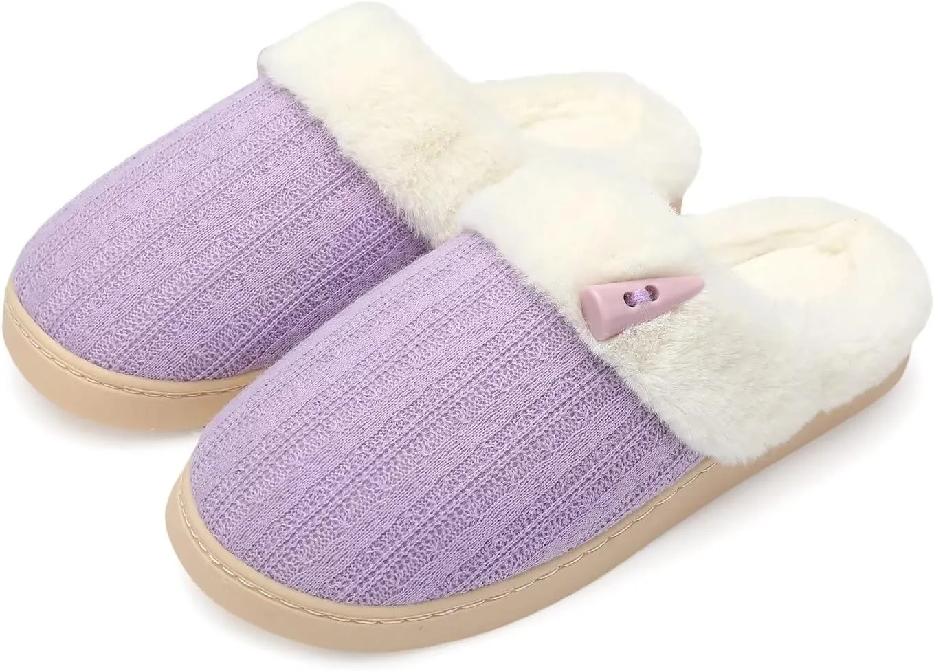 NineCiFun Women's Slip on Fuzzy House Slippers Memory Foam Slippers Scuff Outdoor Indoor Warm Plush Bedroom Shoes with Faux Fur Lining