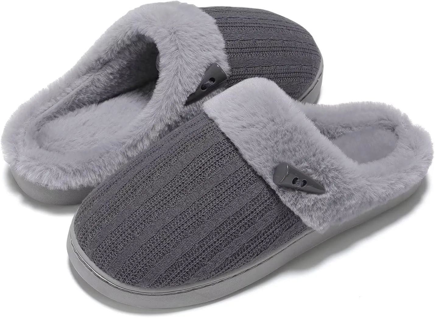 NineCiFun Women's Slip on Fuzzy House Slippers Memory Foam Slippers Scuff Outdoor Indoor Warm Plush Bedroom Shoes with Faux Fur Lining