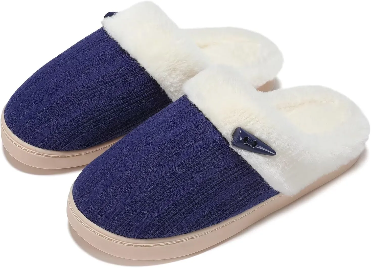 NineCiFun Women's Slip on Fuzzy House Slippers Memory Foam Slippers Scuff Outdoor Indoor Warm Plush Bedroom Shoes with Faux Fur Lining
