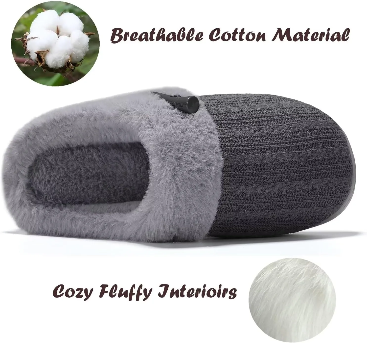 NineCiFun Women's Slip on Fuzzy House Slippers Memory Foam Slippers Scuff Outdoor Indoor Warm Plush Bedroom Shoes with Faux Fur Lining