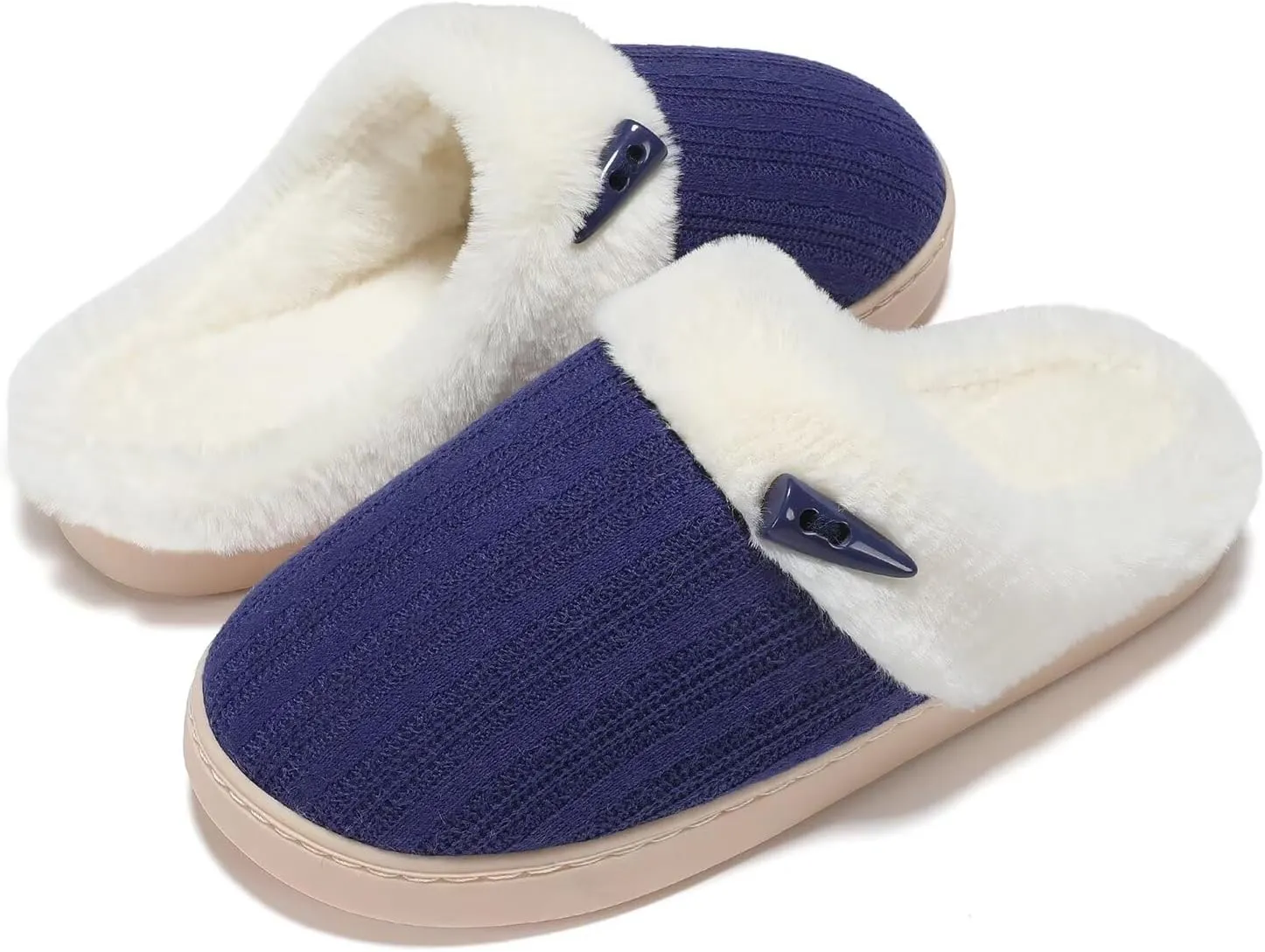 NineCiFun Women's Slip on Fuzzy House Slippers Memory Foam Slippers Scuff Outdoor Indoor Warm Plush Bedroom Shoes with Faux Fur Lining