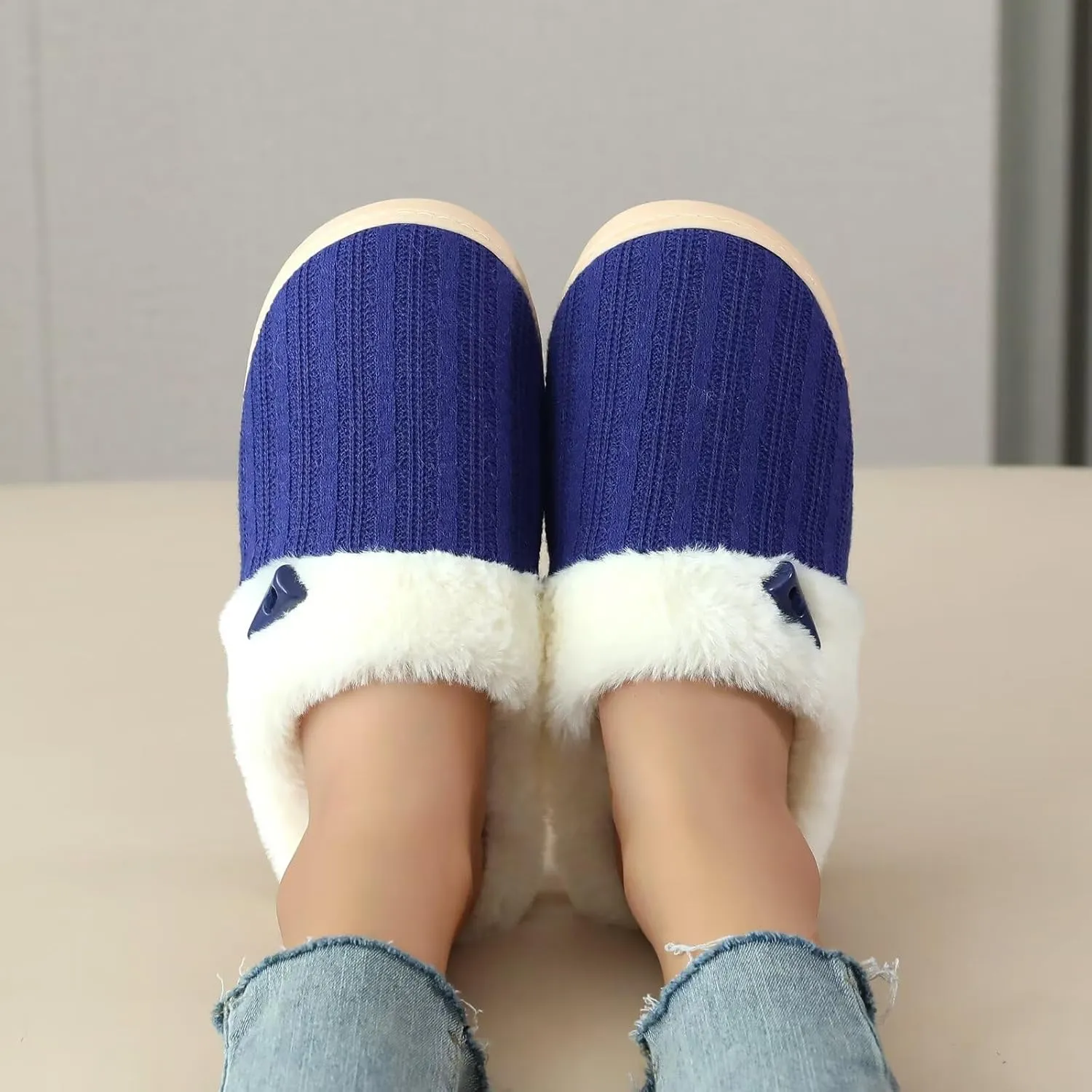NineCiFun Women's Slip on Fuzzy House Slippers Memory Foam Slippers Scuff Outdoor Indoor Warm Plush Bedroom Shoes with Faux Fur Lining