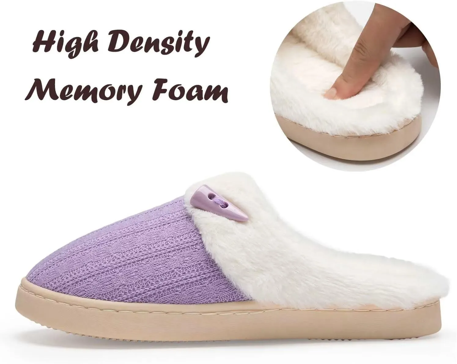 NineCiFun Women's Slip on Fuzzy House Slippers Memory Foam Slippers Scuff Outdoor Indoor Warm Plush Bedroom Shoes with Faux Fur Lining