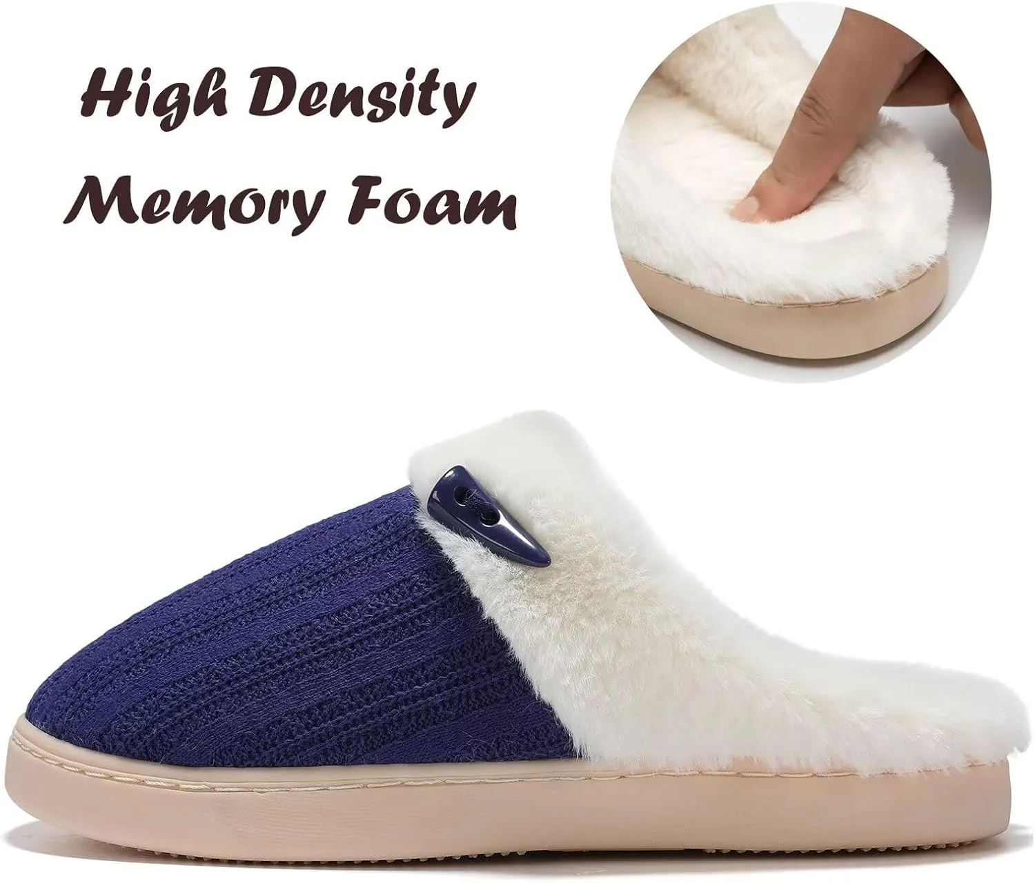 NineCiFun Women's Slip on Fuzzy House Slippers Memory Foam Slippers Scuff Outdoor Indoor Warm Plush Bedroom Shoes with Faux Fur Lining