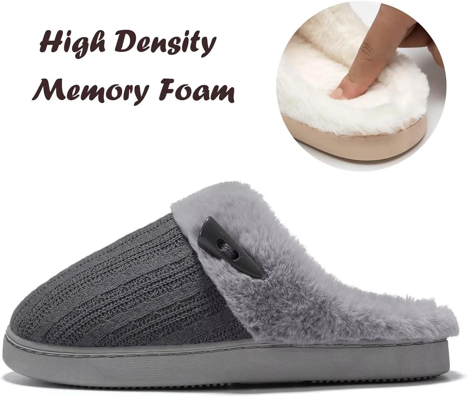 NineCiFun Women's Slip on Fuzzy House Slippers Memory Foam Slippers Scuff Outdoor Indoor Warm Plush Bedroom Shoes with Faux Fur Lining