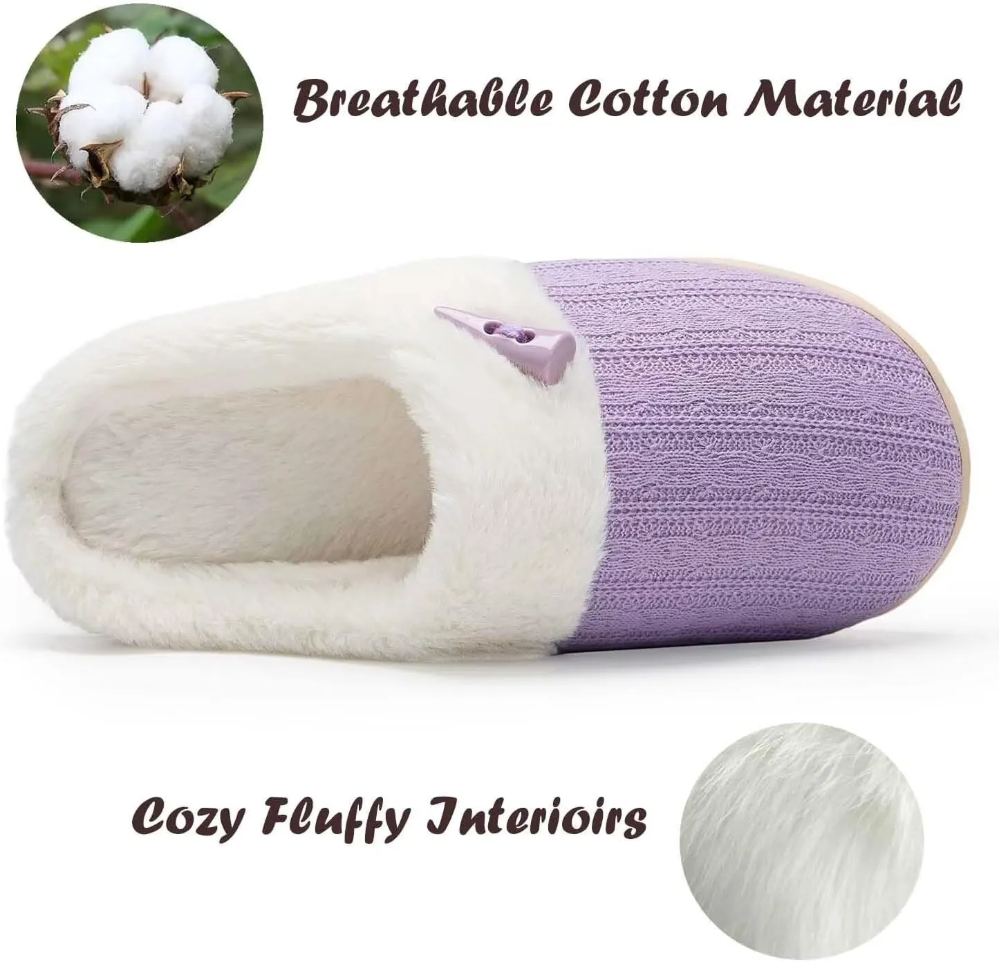 NineCiFun Women's Slip on Fuzzy House Slippers Memory Foam Slippers Scuff Outdoor Indoor Warm Plush Bedroom Shoes with Faux Fur Lining