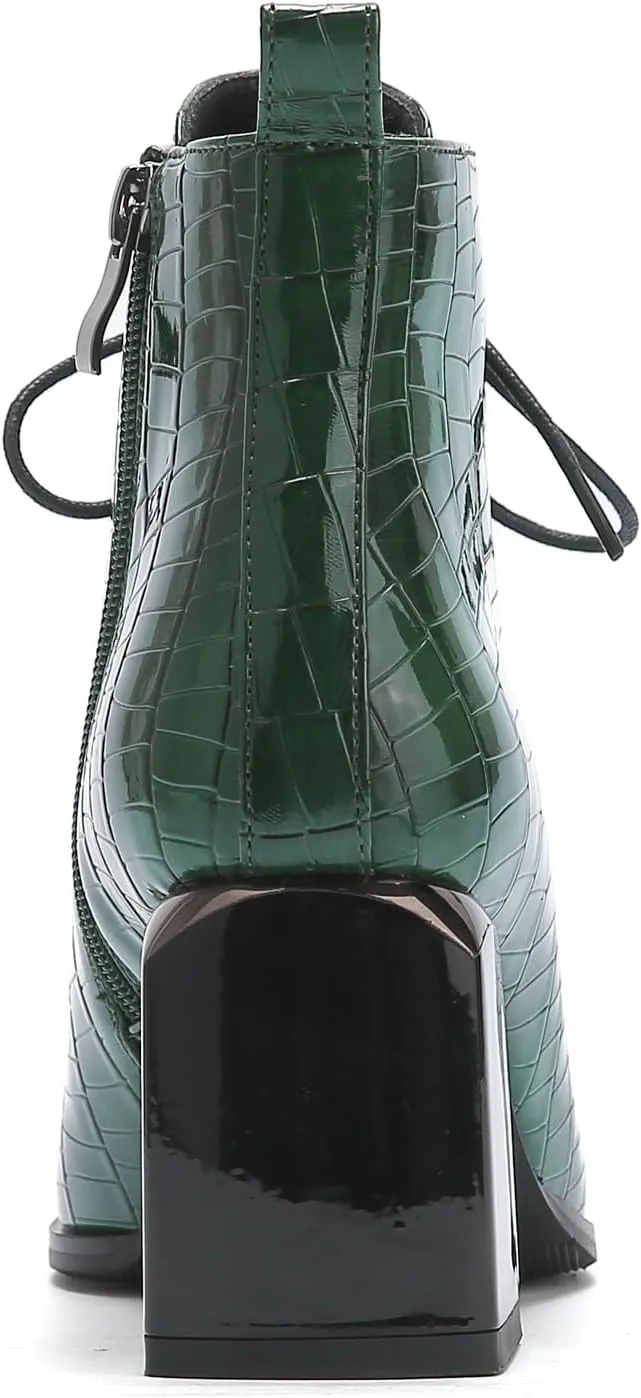 Ninety Union FANTASTIC Crocodile Patent Lace Up Bootie