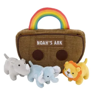 NoJo Little Love Noah's Ark Rainbow Plush 4 Piece Toy Set - Ark, Elephant, Rhino, and Lion