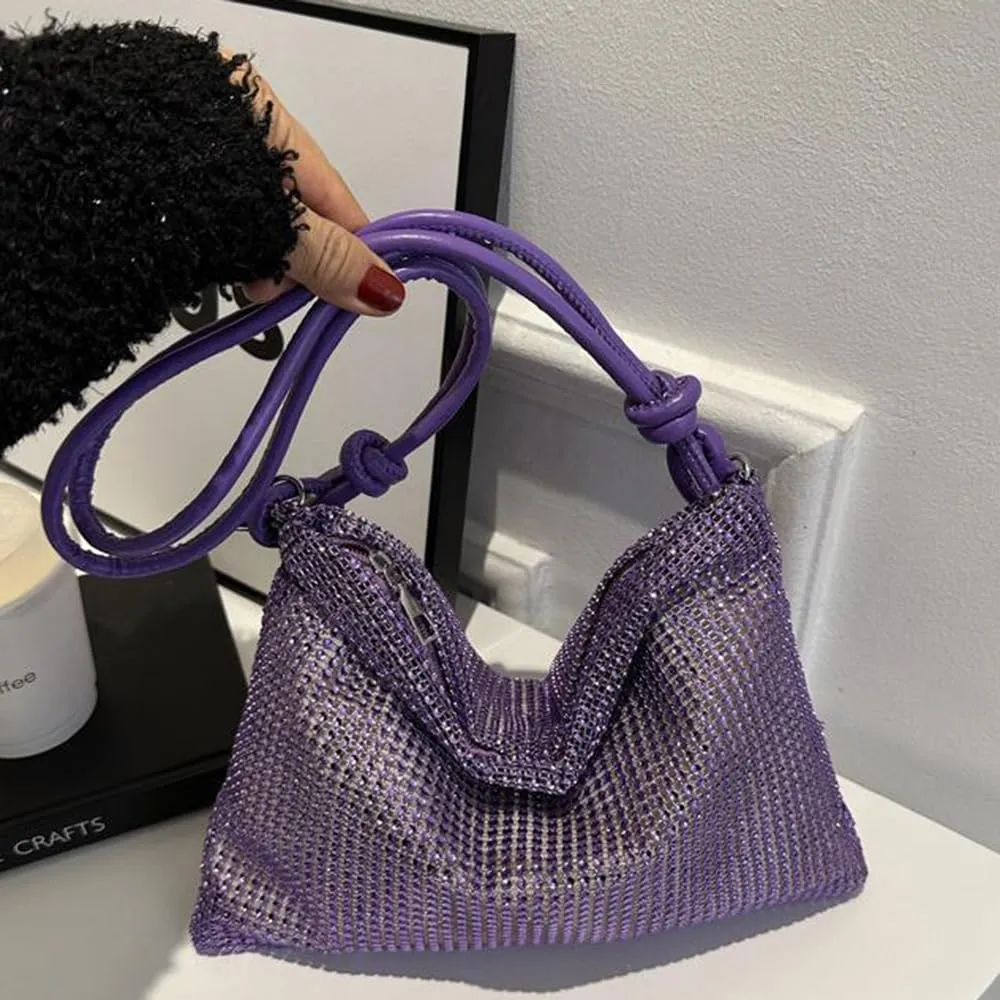Octwine Rhinestones Evening Bucket Purse Handbag - Sparkly Shoulder Bag for Women's Party Prom