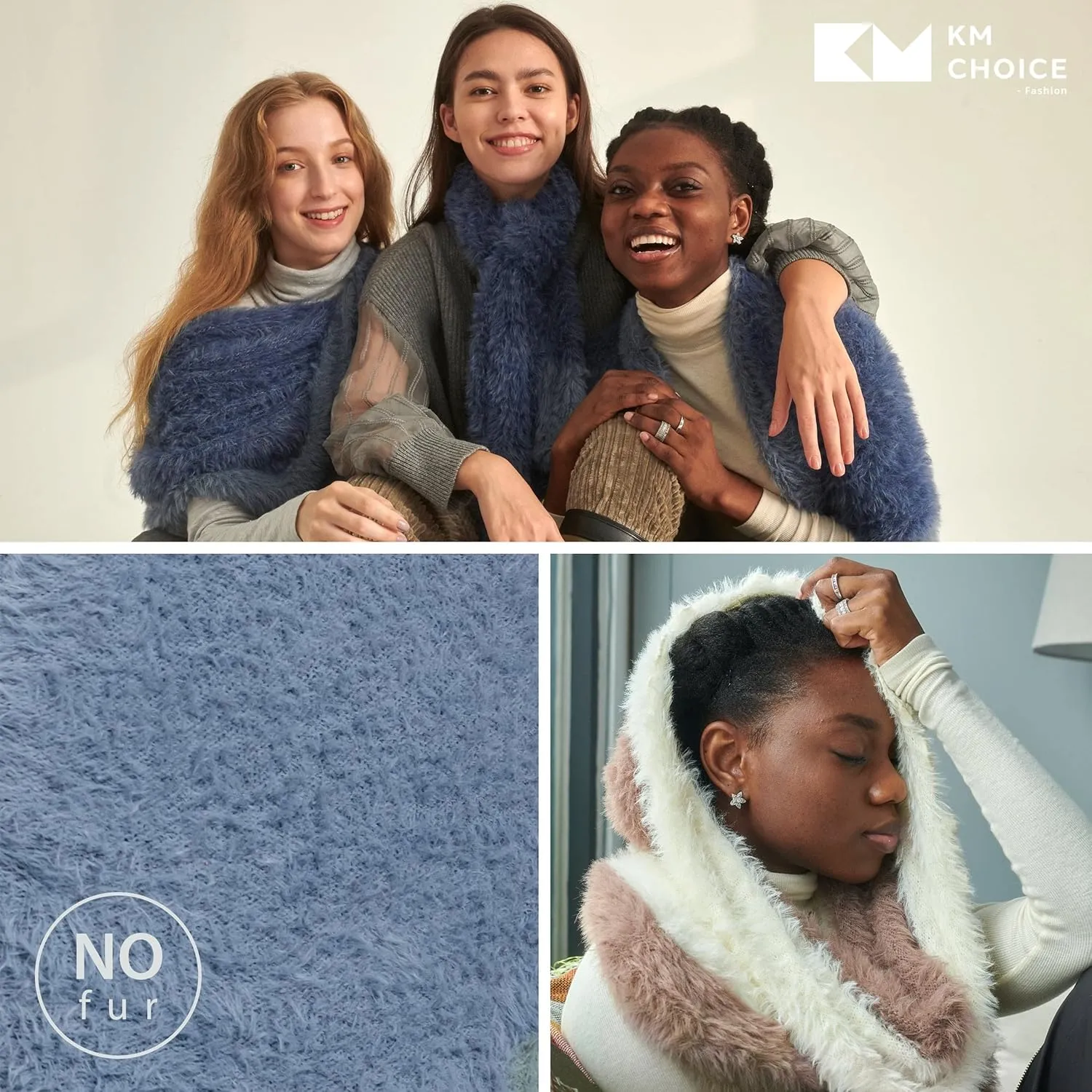 ONE Scarf: Faux Fur Infinity Scarfs or Shawl Wraps for Women Winter Warm, Soft & Fluffy Scarf in Gift Box