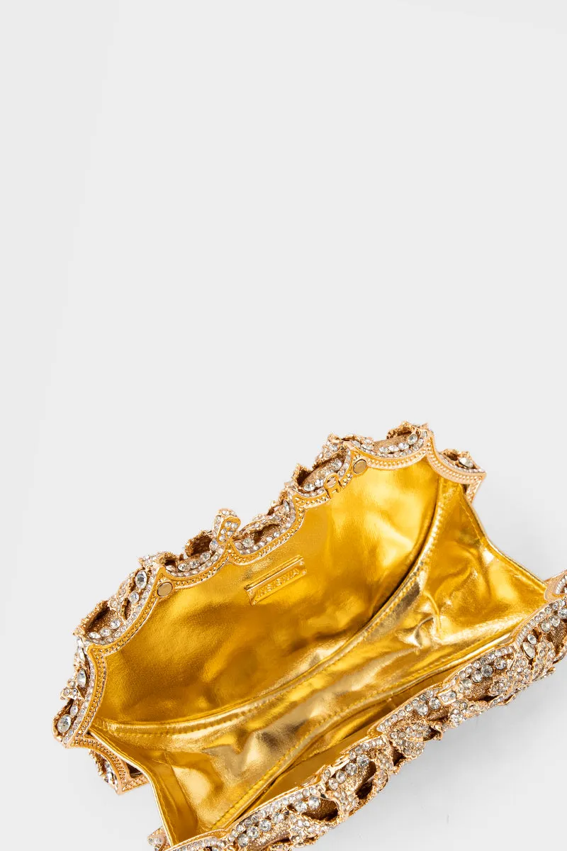 Party Wear Clutch BK4093-Golden
