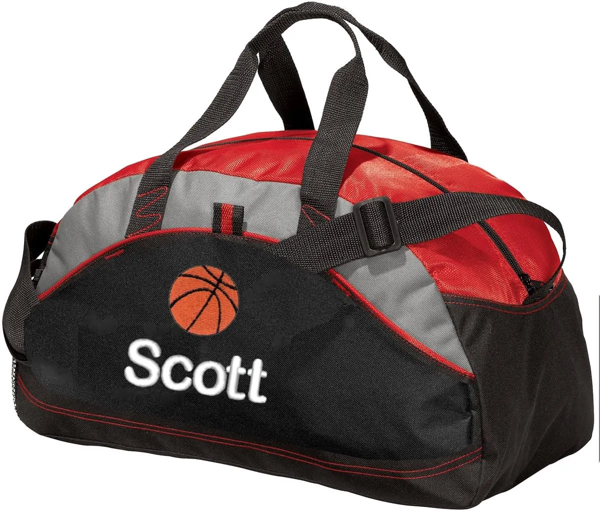 Personalized Basketball Duffel Bag, Men and Women, Custom Sport Bag with Monogrammed Name, Red