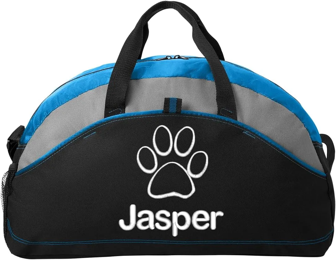 Personalized Dog Duffel Bag, Paw Print, Pet Lover Gift, Custom Pet Bag with Monogrammed Name, Royal Blue