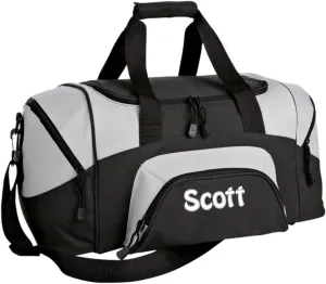 Personalized Duffel Bag, Men and Women, Custom Sport Bag with Monogrammed Name, Soccer, Basketball, Baseball, Football, Black/Grey