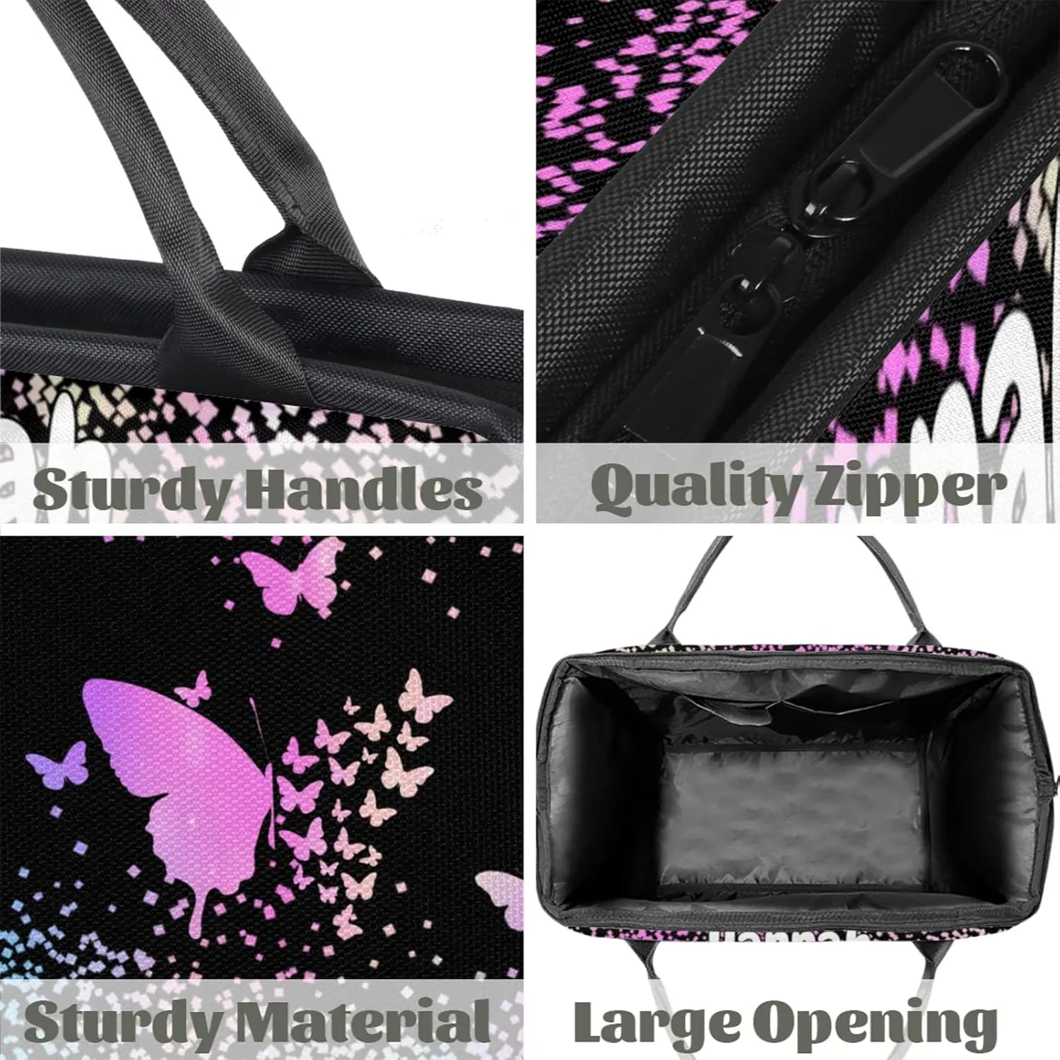 Personalized Duffel Bag with Name Butterfly Custom Travel Sports Bag for Women Men Waterproof Dance Ballet Bag Lightweight 15.2in, Rainbow Sparkly