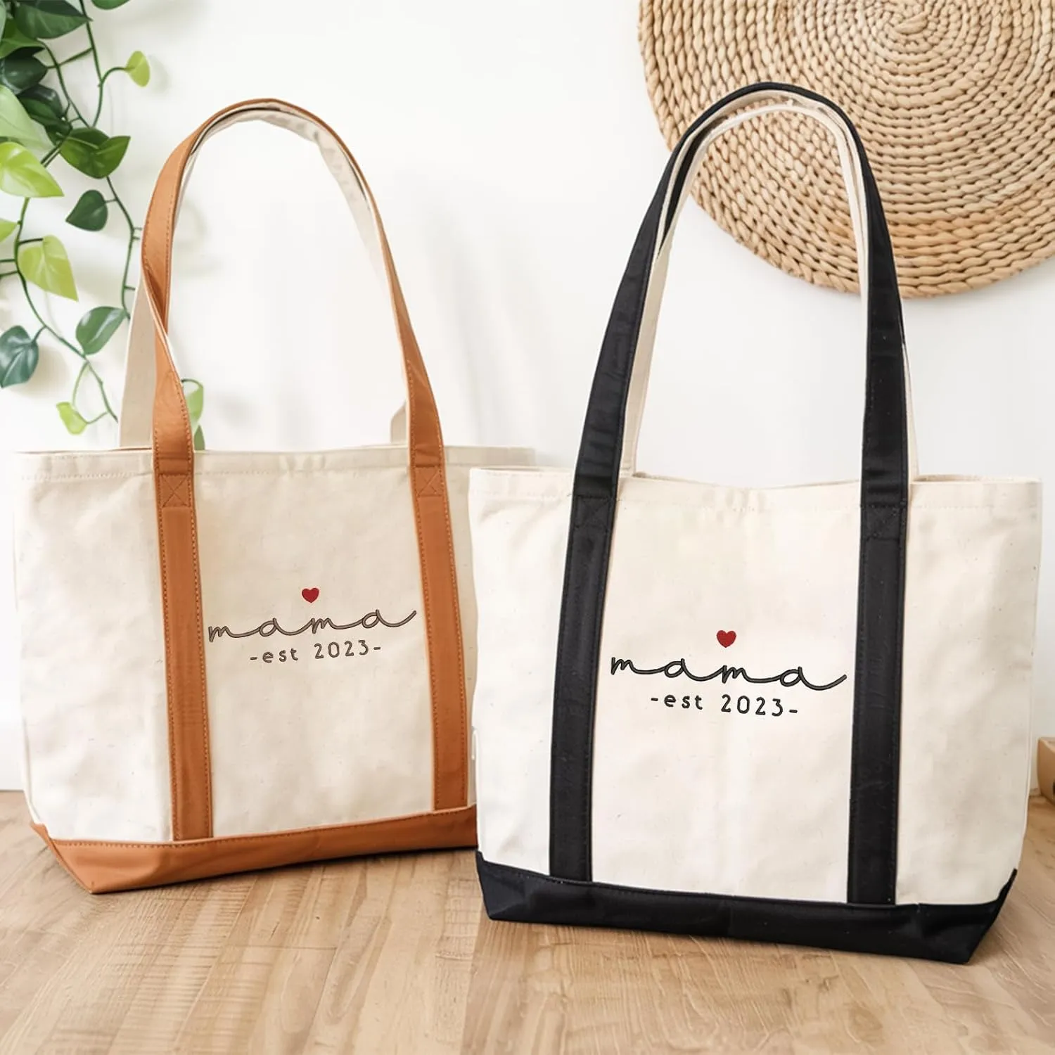 Personalized Embroidered Mama Tote Bag | Custom Canvas Bag with Name | Mother’s Day Gift for Mom, New Mom, Grandma