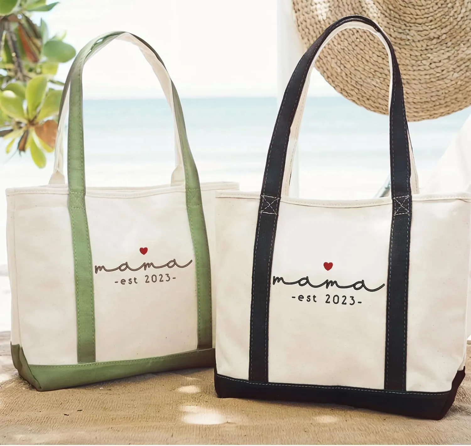 Personalized Embroidered Mama Tote Bag | Custom Canvas Bag with Name | Mother’s Day Gift for Mom, New Mom, Grandma