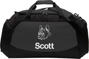 Personalized French Bulldog Duffel Bag, Pet Travel Tote, Dog Lover Gift, Large Custom Bag Monogrammed Name, Dark Charcoal