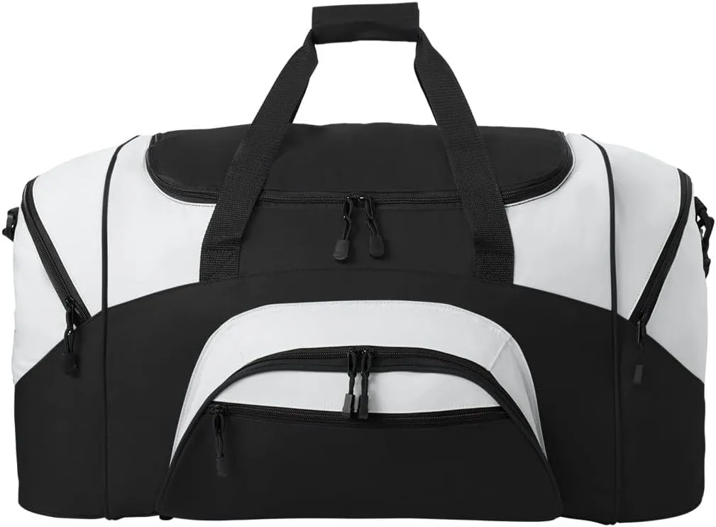 Personalized Large Duffel Bag, Football, Soccer, Basketball, Baseball Duffle Bag, Athlete Gift, Sport Bag, Embroidered Name, Black/Grey