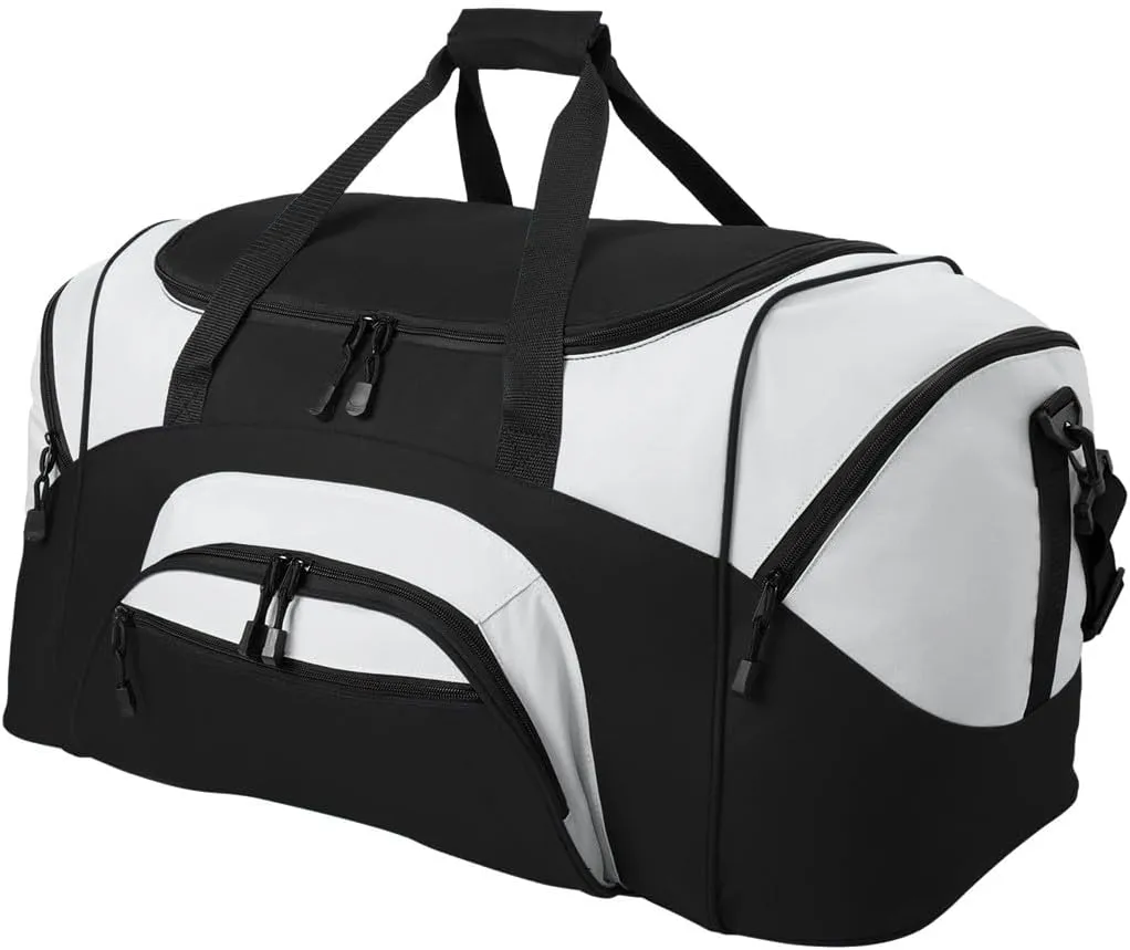 Personalized Large Duffel Bag, Football, Soccer, Basketball, Baseball Duffle Bag, Athlete Gift, Sport Bag, Embroidered Name, Black/Grey