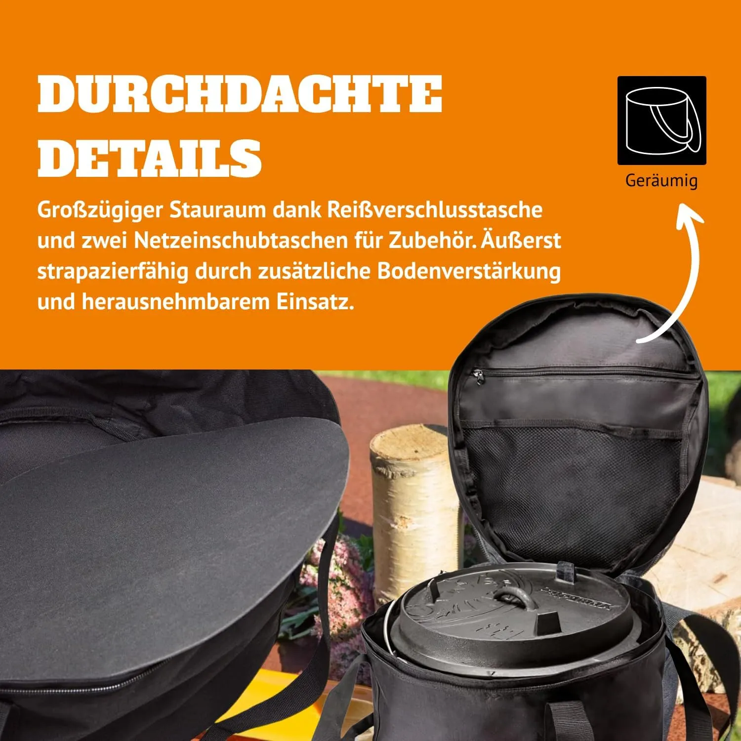 Petromax Dutch Oven Transport Bag, Safe and Reinforced Carry Tote for Taking Your Food to Parties or for Camping