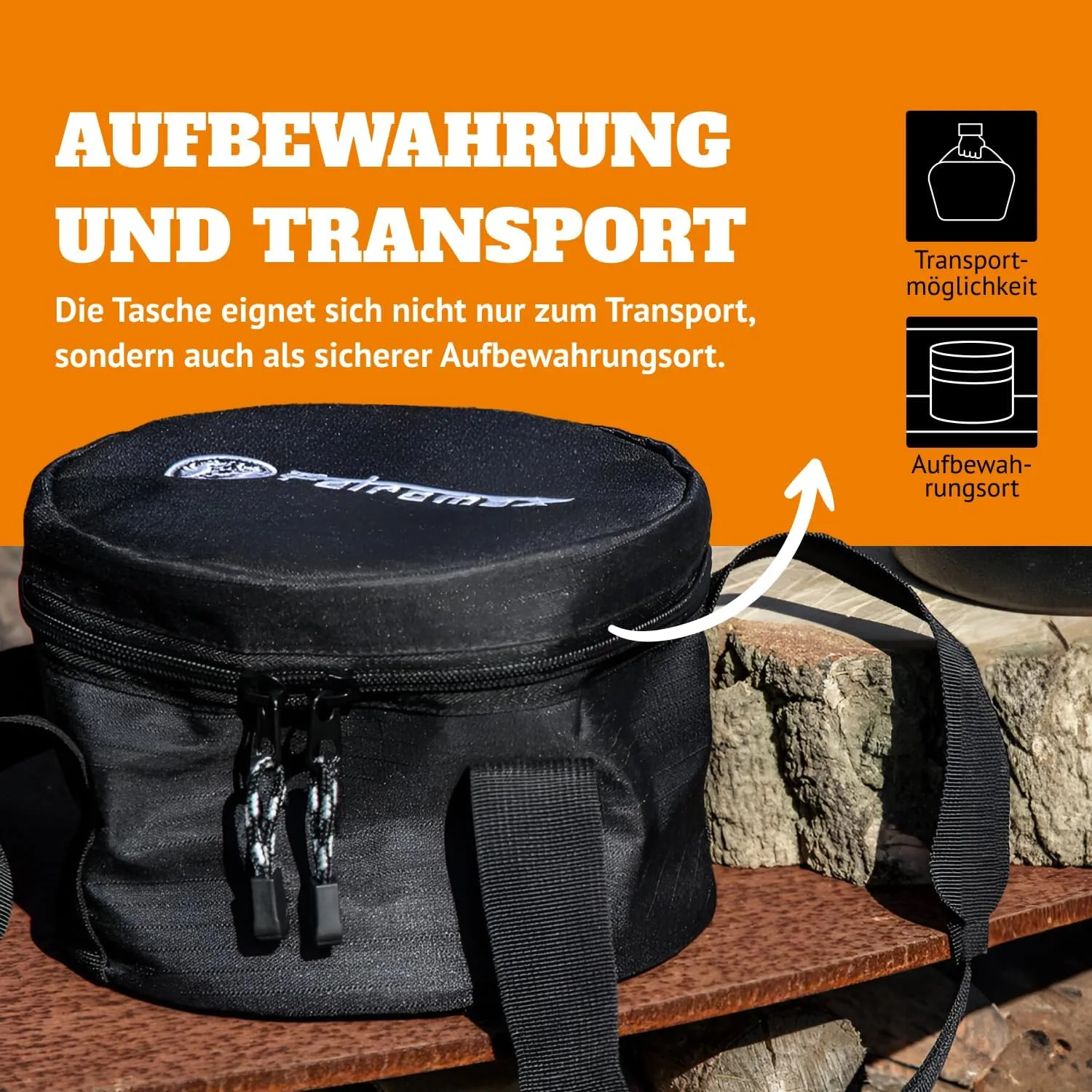 Petromax Dutch Oven Transport Bag, Safe and Reinforced Carry Tote for Taking Your Food to Parties or for Camping