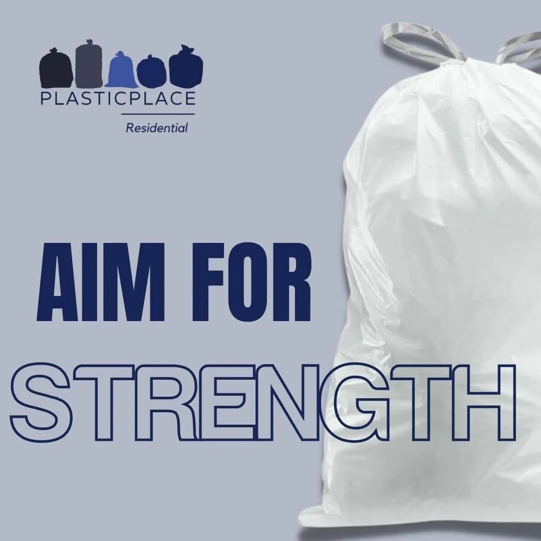 Plasticplace 13 Gallon Trash Bags â”‚ 1.2 Mil â”‚ White Drawstring Garbage Can Liners â”‚ 24" x 31", 200 Count (Pack of 1)