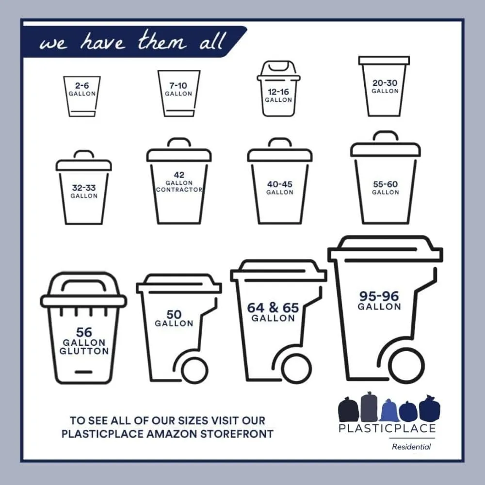 Plasticplace 13 Gallon Trash Bags â”‚ 1.2 Mil â”‚ White Drawstring Garbage Can Liners â”‚ 24" x 31", 200 Count (Pack of 1)