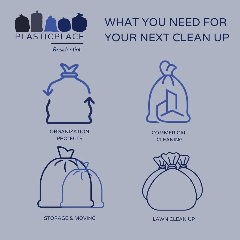 Plasticplace 13 Gallon Trash Bags â”‚ 1.2 Mil â”‚ White Drawstring Garbage Can Liners â”‚ 24" x 31", 200 Count (Pack of 1)