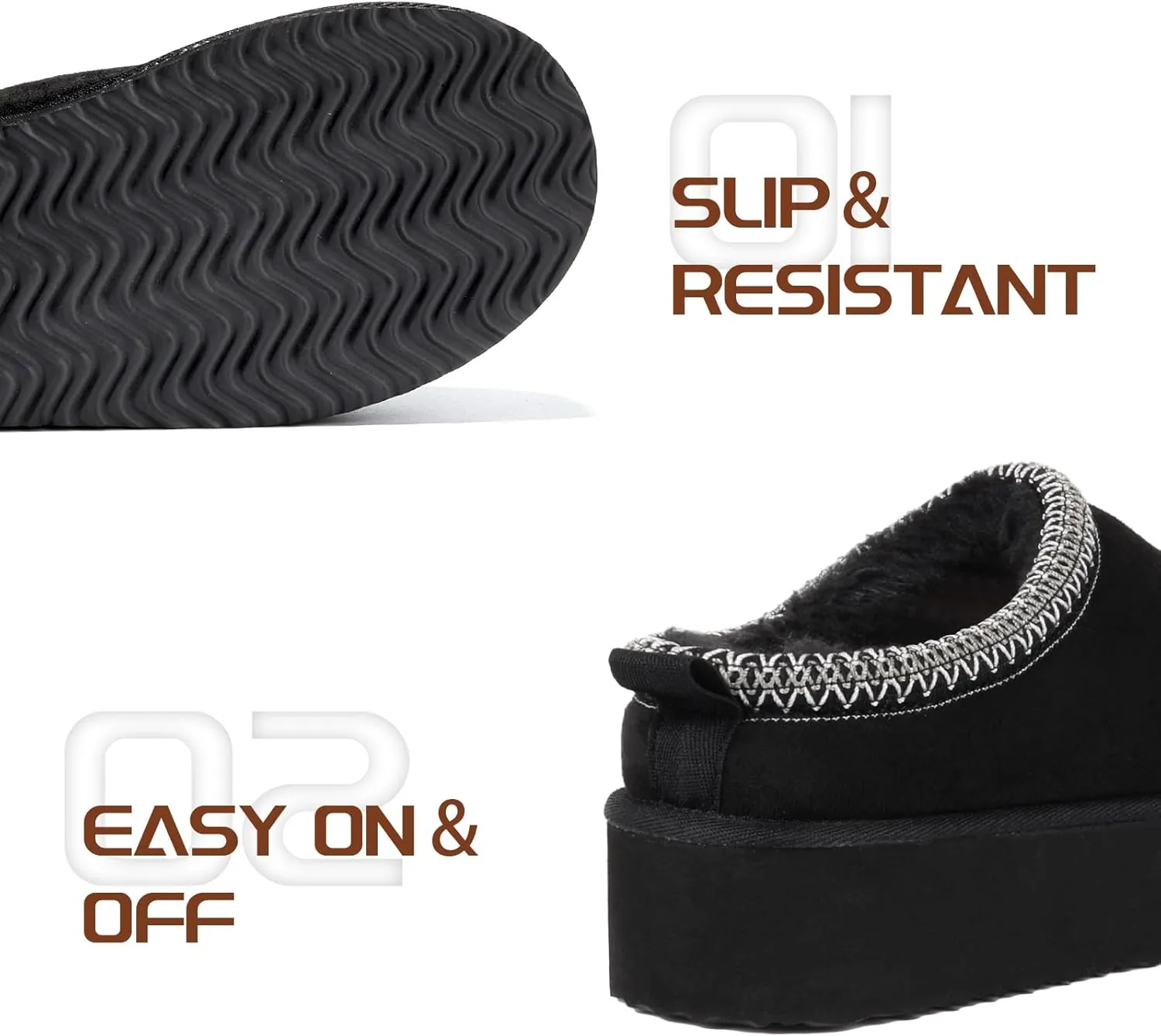 Platform Slippers for Women Snow Winter Womens Slippers Fluffy House Slippers for Indoor and Outdoor