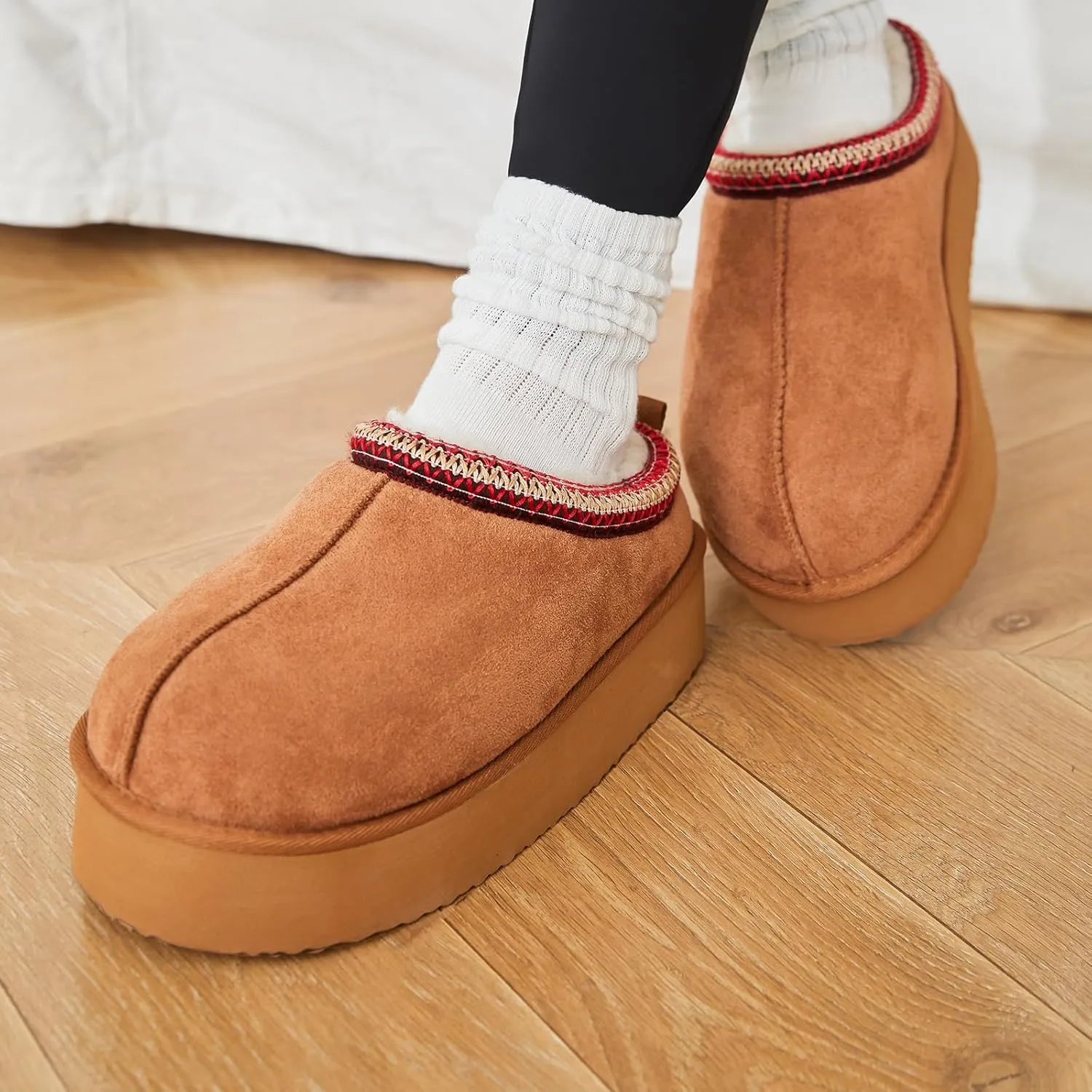 Platform Slippers for Women Snow Winter Womens Slippers Fluffy House Slippers for Indoor and Outdoor