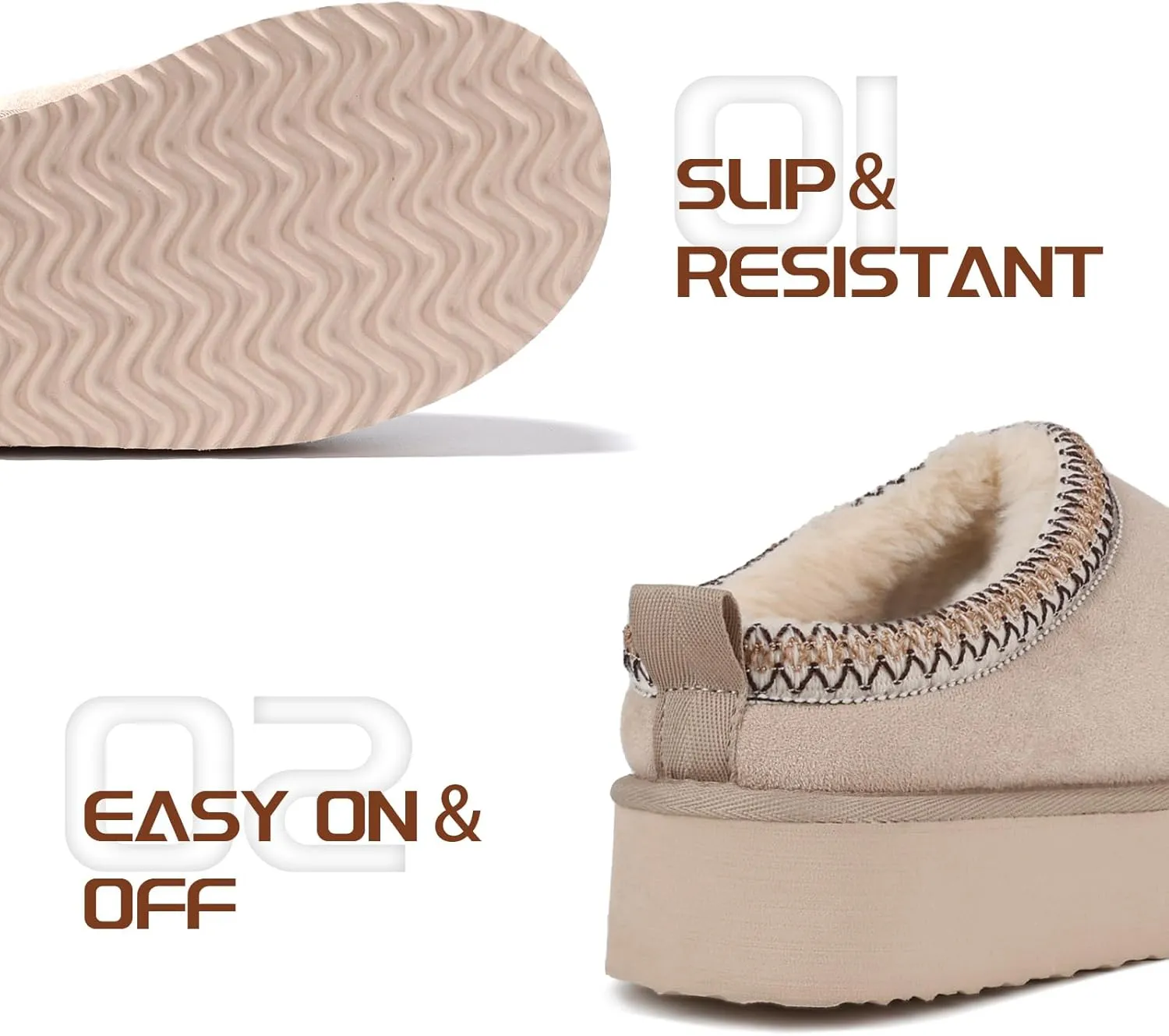 Platform Slippers for Women Snow Winter Womens Slippers Fluffy House Slippers for Indoor and Outdoor