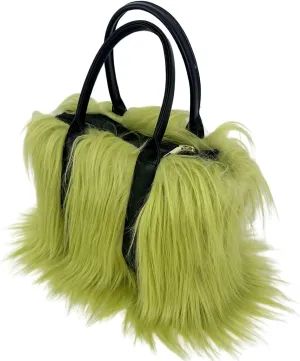 Plush Shoulder Bag for Women Crossbody Soft Fluffy Large Tote Handbag Fuzzy Purse Faux Fur Bag in Winter (Grass Green)