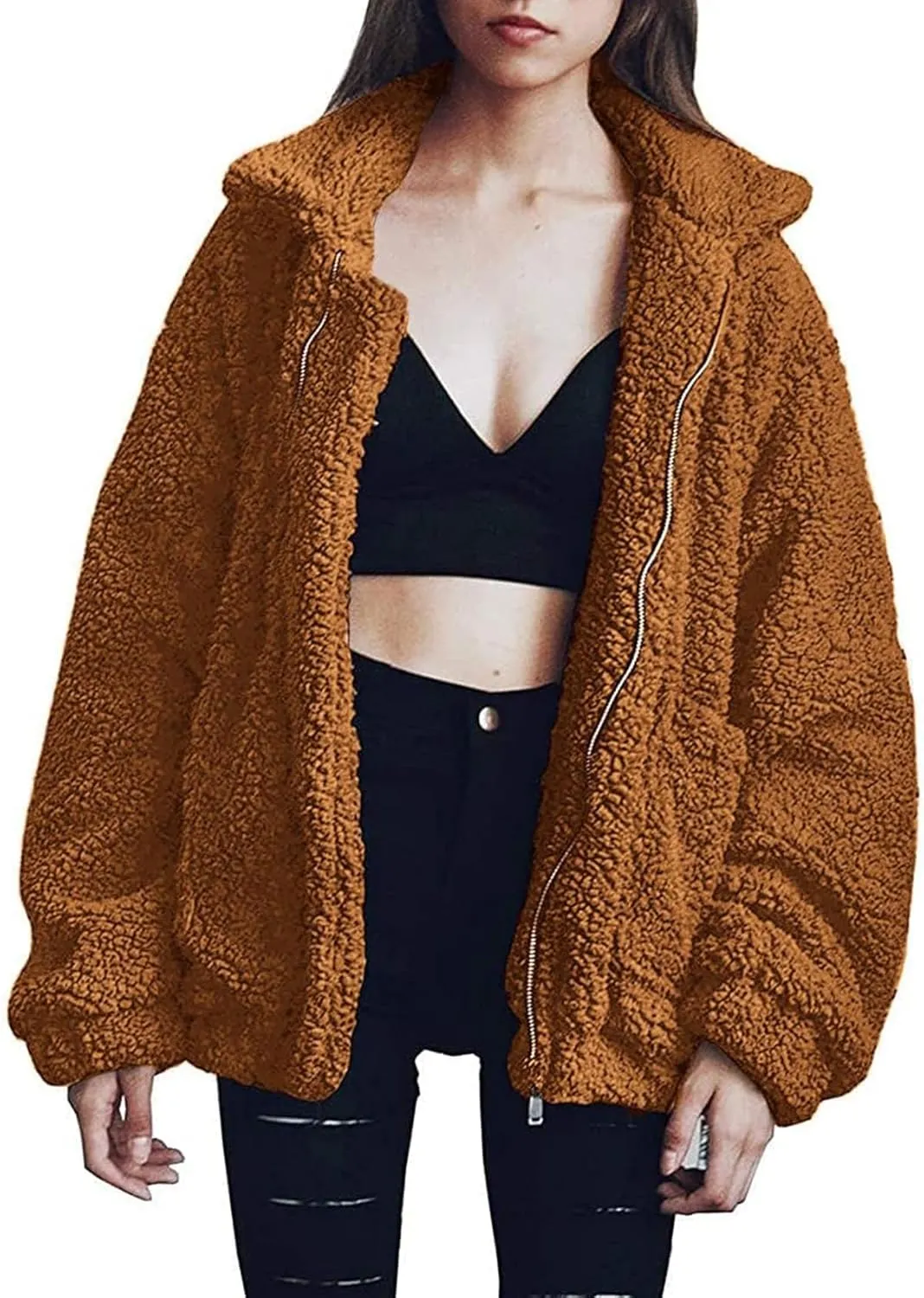 PRETTYGARDEN Women's Fashion Winter Coat Sherpa Fleece Faux Fur Shearling Oversized Trendy Jackets Warm Outerwear