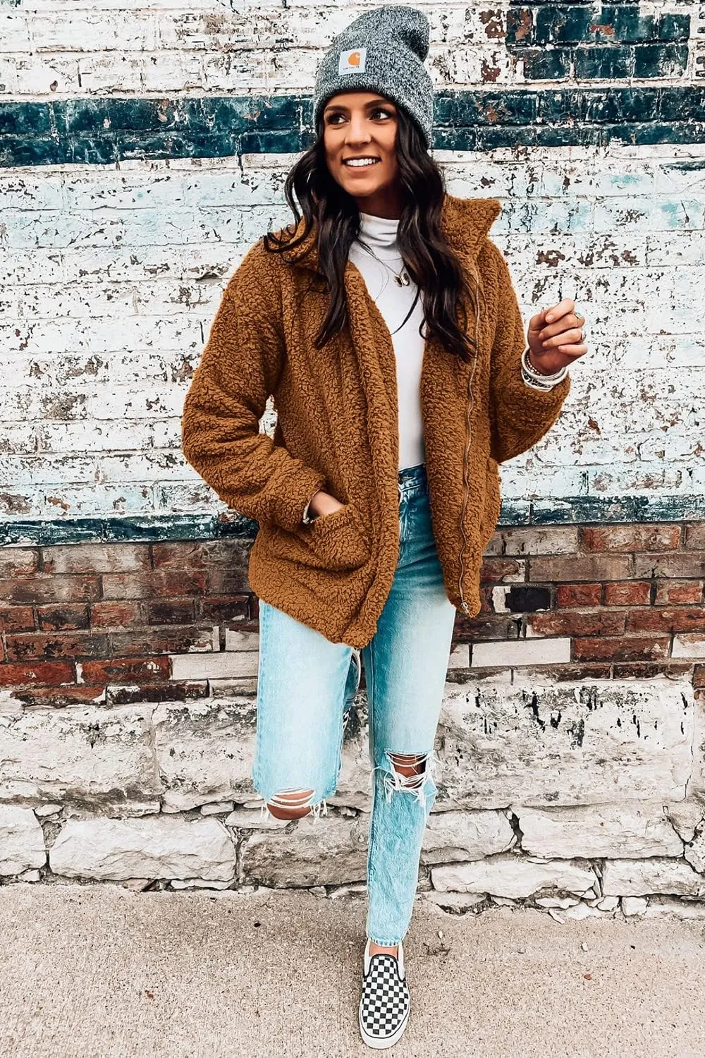 PRETTYGARDEN Women's Fashion Winter Coat Sherpa Fleece Faux Fur Shearling Oversized Trendy Jackets Warm Outerwear