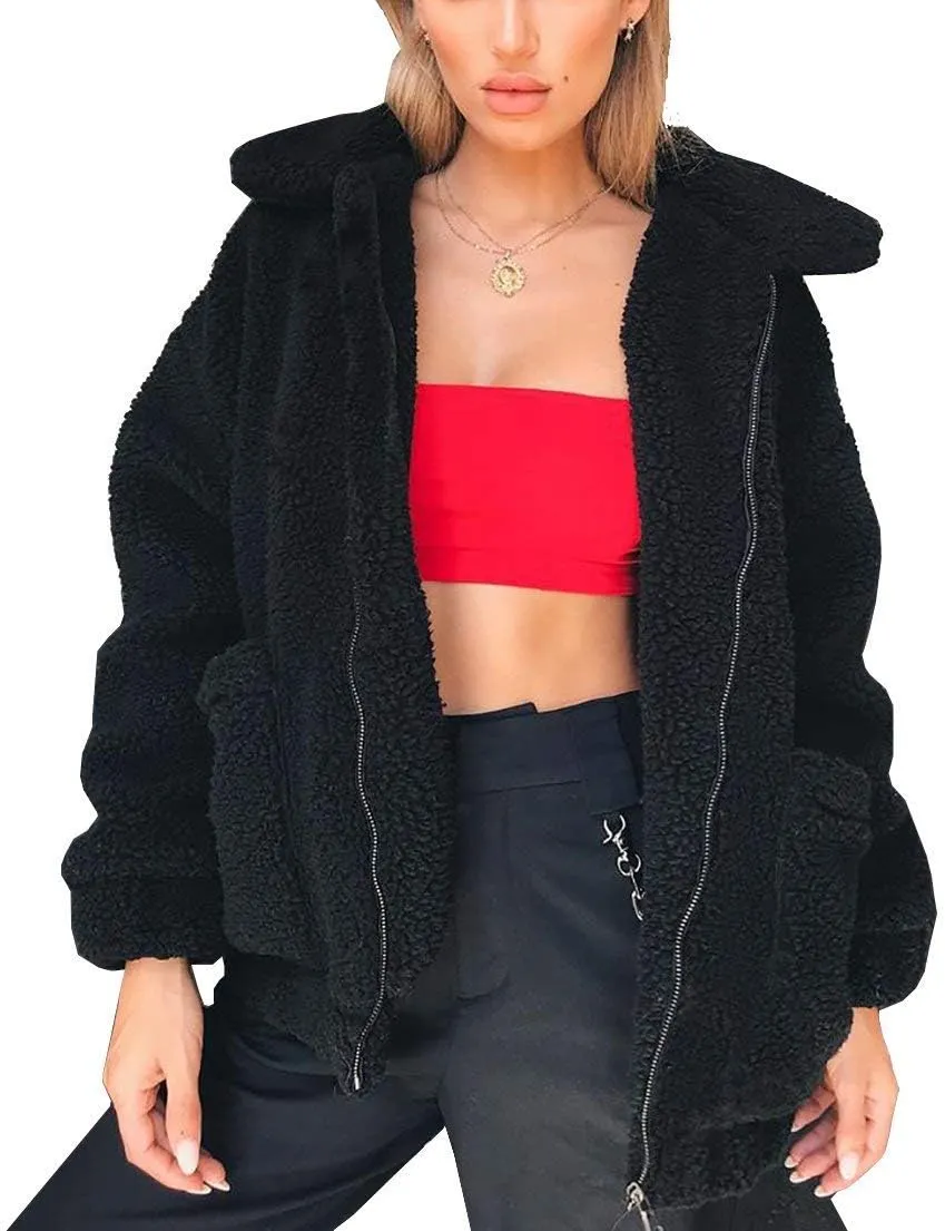 PRETTYGARDEN Women's Fashion Winter Coat Sherpa Fleece Faux Fur Shearling Oversized Trendy Jackets Warm Outerwear