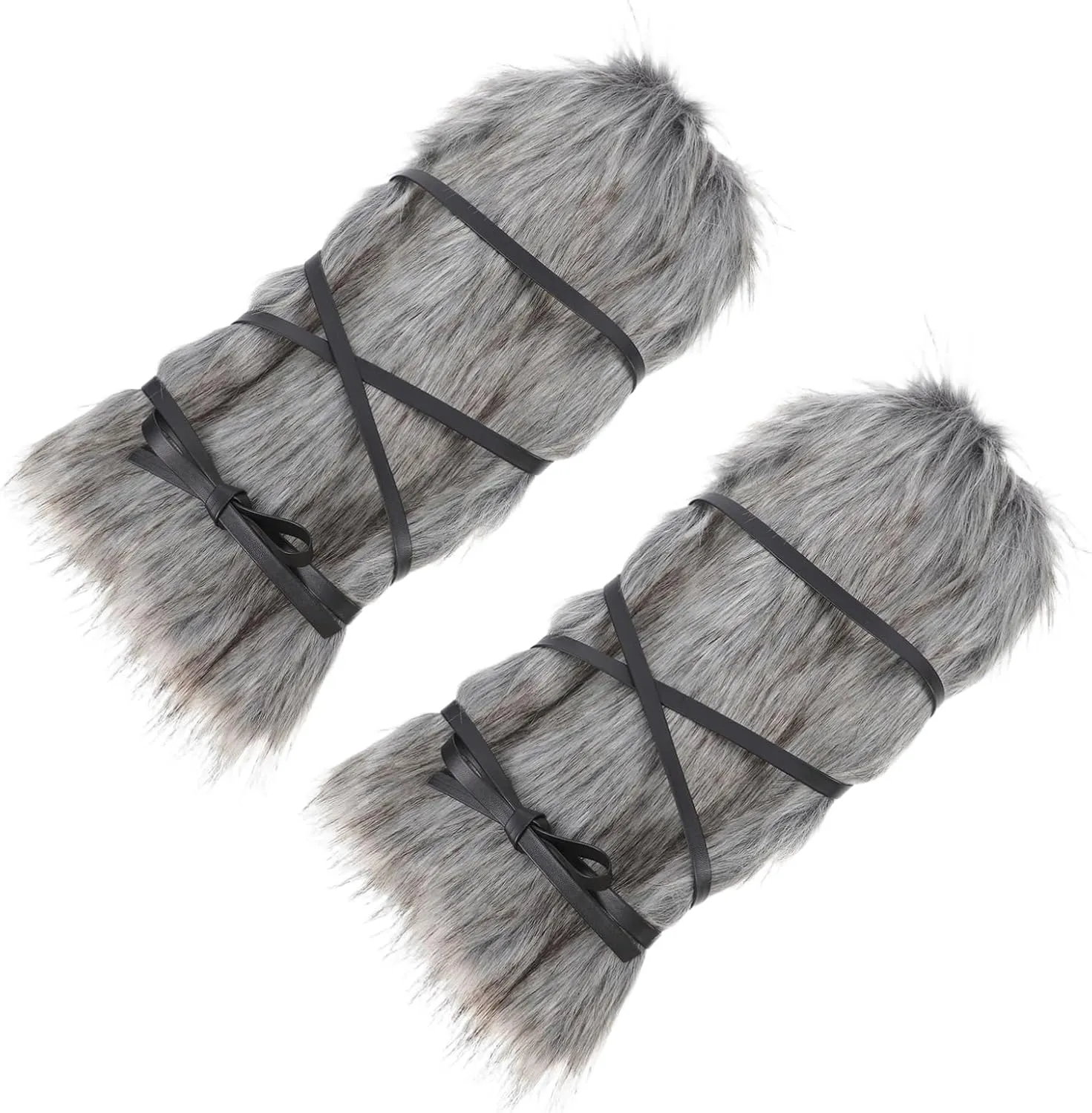 PRETYZOOM Fluffy Leg Warmers for Viking Costumes Men's and Women's Faux Fur Leg Warmers Medieval Costume Accessories Soft Warm Boot Covers