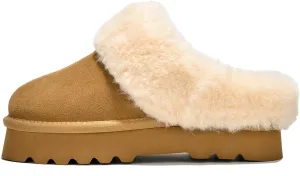 Project Cloud Genuine Leather Slippers for Women – Cozy Fuzzy Slippers with Memory Foam Insole – Water-Resistant Indoor & Outdoor Women Footwear (Snowy)