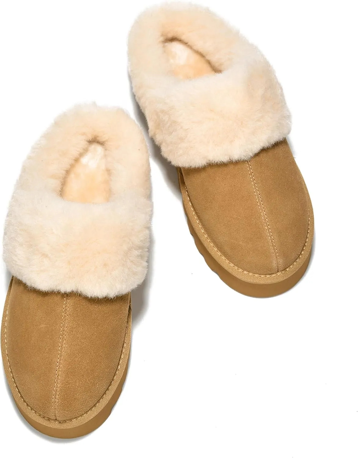 Project Cloud Genuine Leather Slippers for Women – Cozy Fuzzy Slippers with Memory Foam Insole – Water-Resistant Indoor & Outdoor Women Footwear (Snowy)