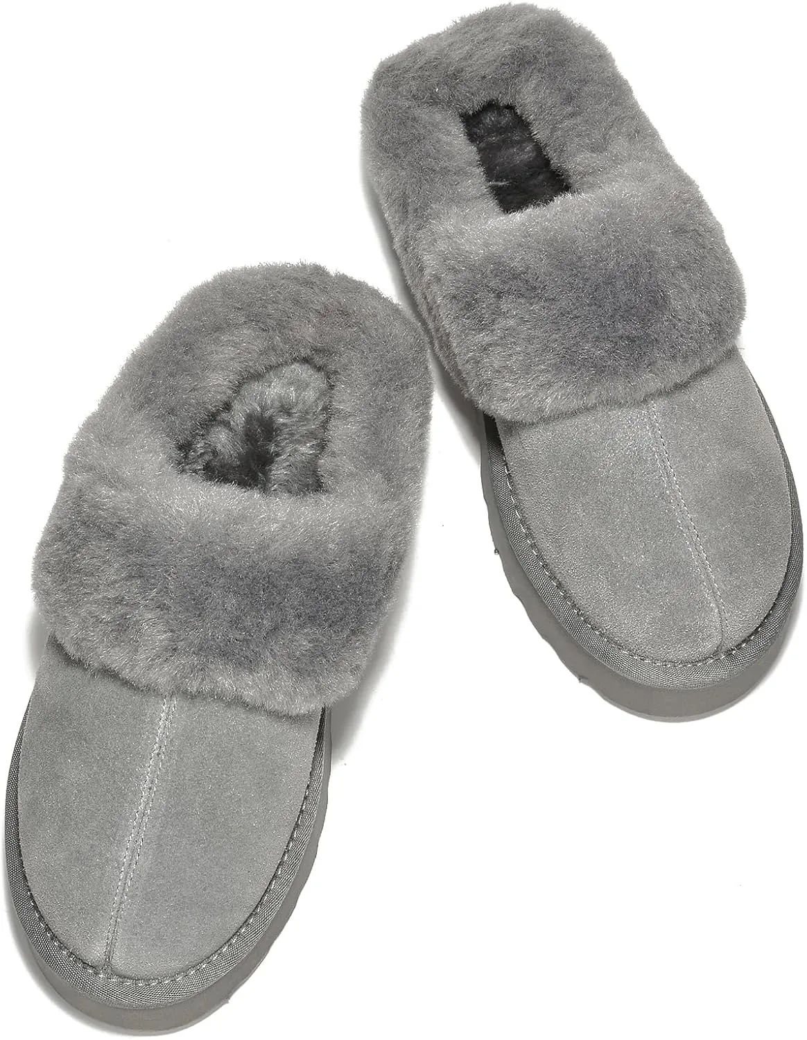 Project Cloud Genuine Leather Slippers for Women Indoor and Outdoor Fuzzy Slippers - Memory Foam Insole and Water-resistant Women Footwear (Snowy)