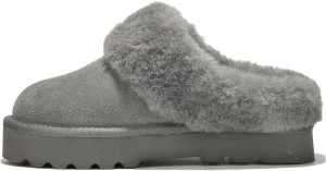 Project Cloud Genuine Leather Slippers for Women Indoor and Outdoor Fuzzy Slippers - Memory Foam Insole and Water-resistant Women Footwear (Snowy)
