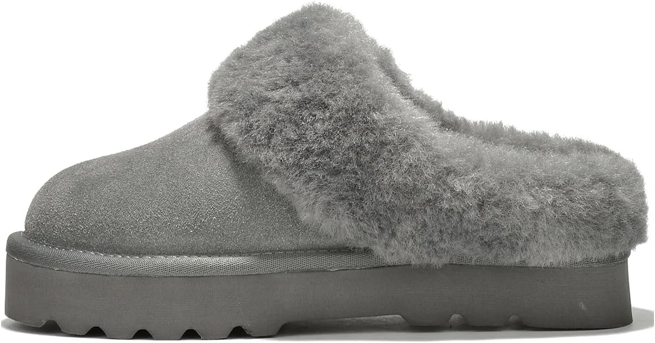 Project Cloud Genuine Leather Slippers for Women Indoor and Outdoor Fuzzy Slippers - Memory Foam Insole and Water-resistant Women Footwear (Snowy)