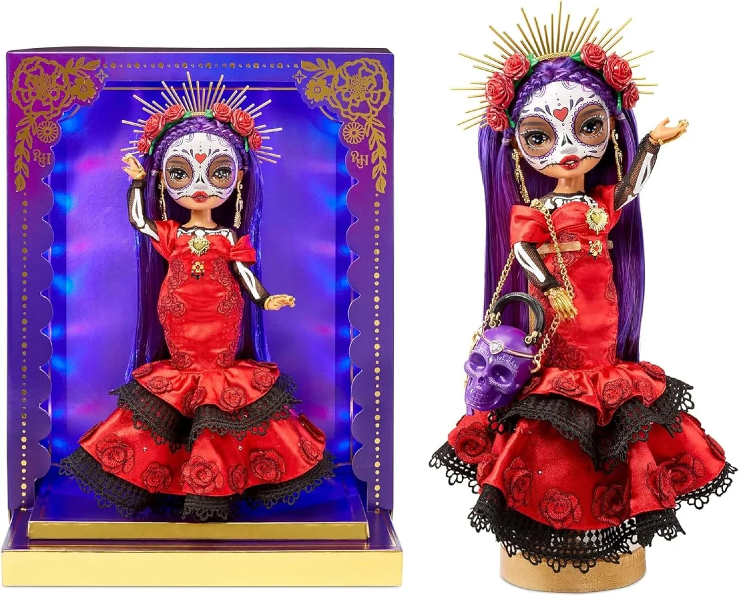 Rainbow High Dia De Los Muertos Maria 11" Doll with Calavera Purse and Light-Up Display